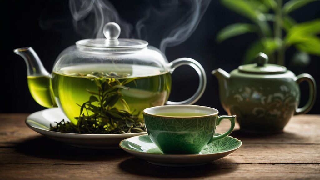 Leonardo Kino XL A steaming cup of freshly brewed green tea in 1 1